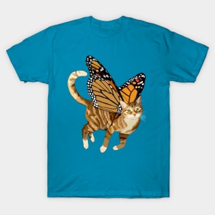 Ginger Tabby Monarch Butterfly Cat T-Shirt